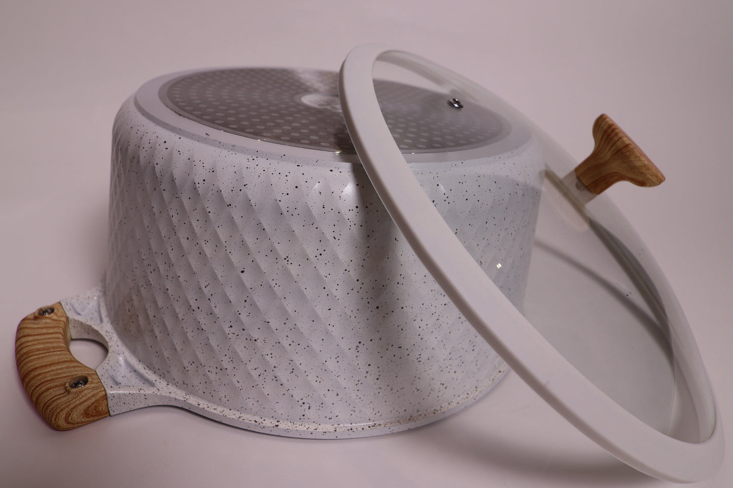 Large Size White Cookware, Nonstick Casserole Pot with Lid – D&W