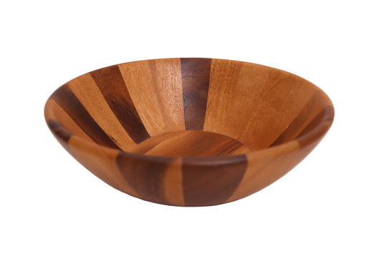 Handmade Large Cherry Wood Bowl Featuring a Striking Striped Design