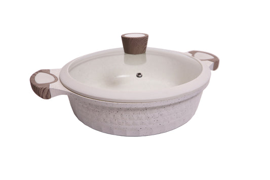 White Low Nonstick Casserole with Lid – D&W
