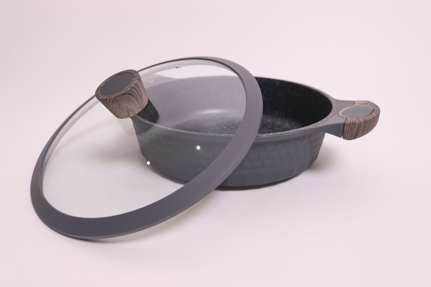 Grey Low Nonstick Casserole with Lid – D&W