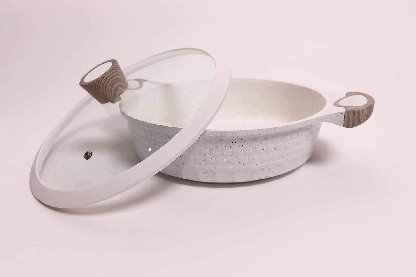 White Low Nonstick Casserole with Lid – D&W